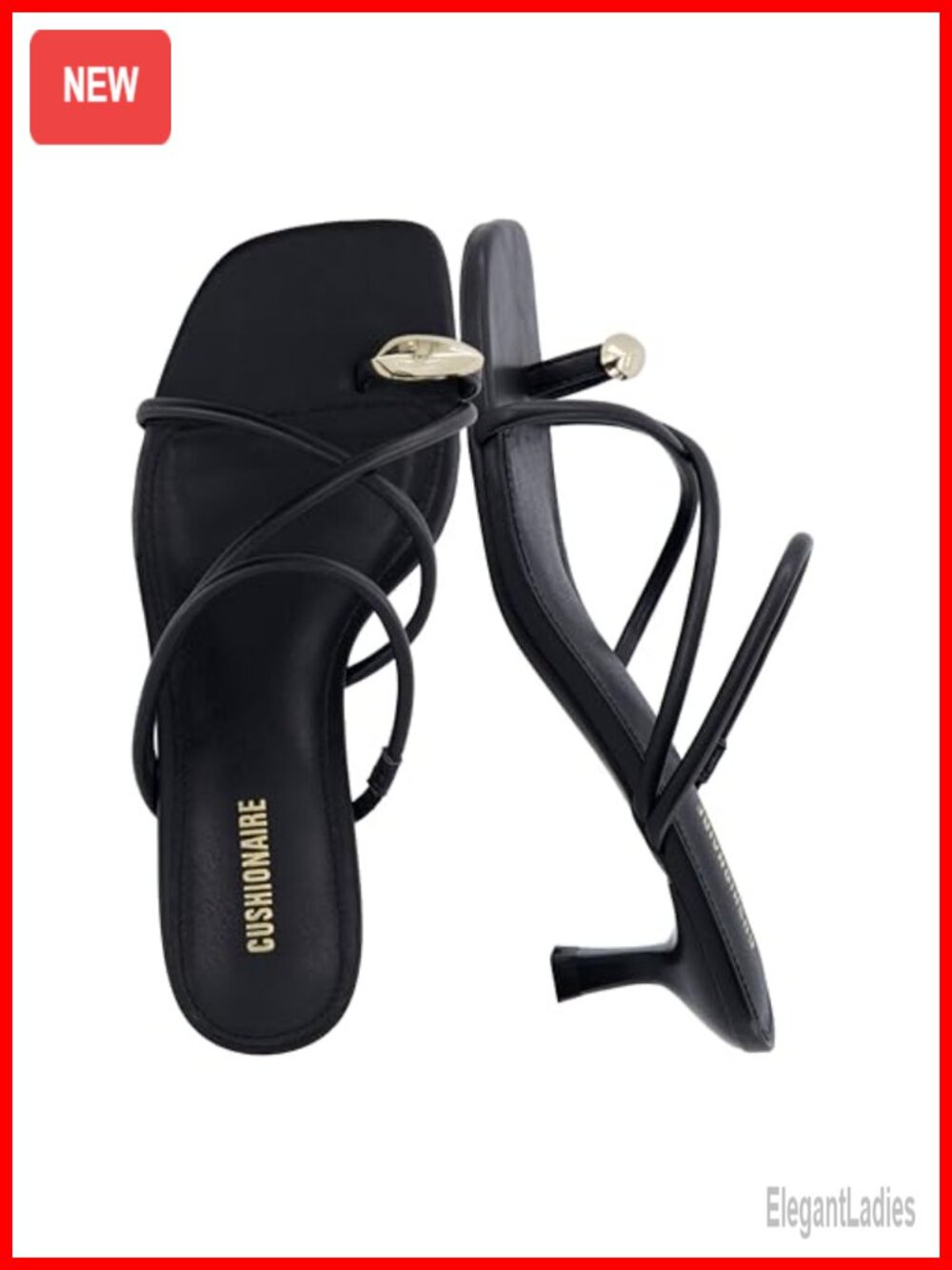 CUSHIONAIRE Maui Strappy Kitten Heel Sandals Vegan Leather Slip On Dress Shoes